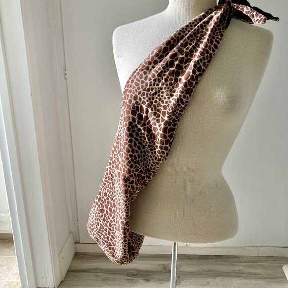 FUN Handmade Giraffe print reversible crossbody velvet purse & shoulder tote - Picture 3 of 9